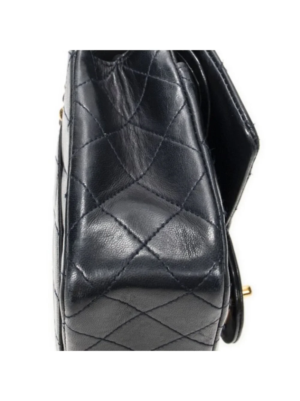 Chanel Quilted Double Flap Navy Lambskin Leather